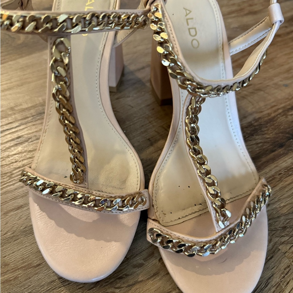 ALDO Pink Heels with Gold Chain Detail